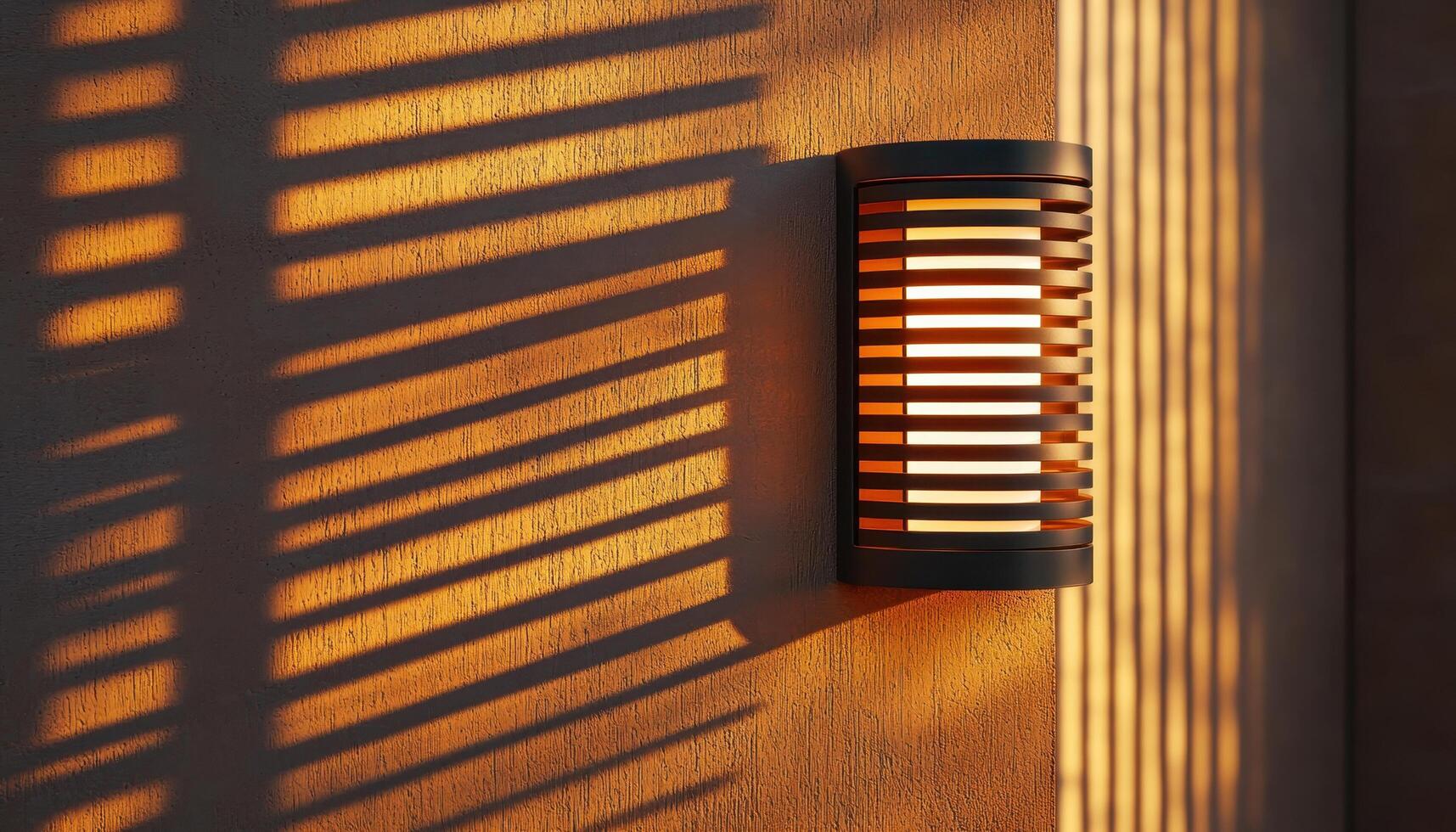 Contemporary Outdoor Wall Light with Striking Shadows Modern Home Copyspace Background photo