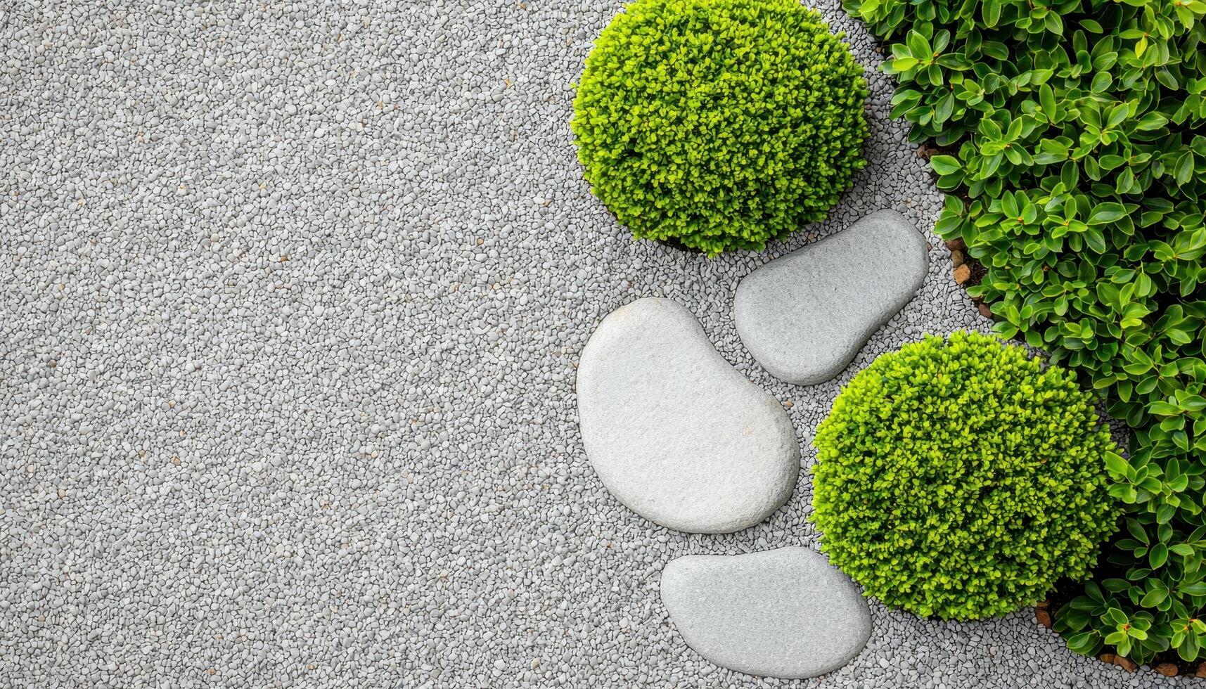 Zen Garden Serenity Overhead View Natural Elements Tranquil Environment Peaceful Background Copyspace photo