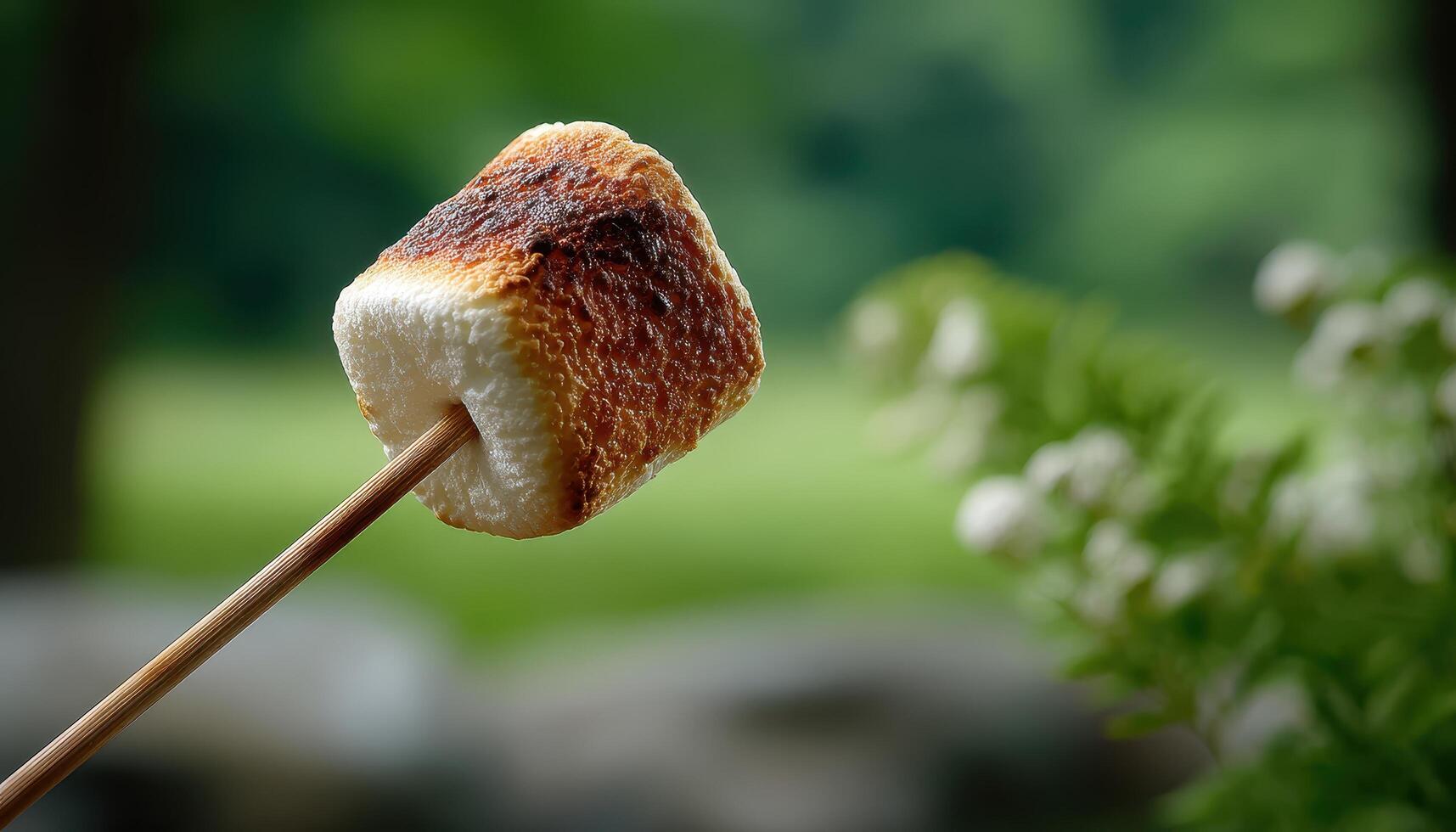 Roasting Marshmallows by the Campfire Outdoor Setting Food Photography Nature Background Copyspace photo