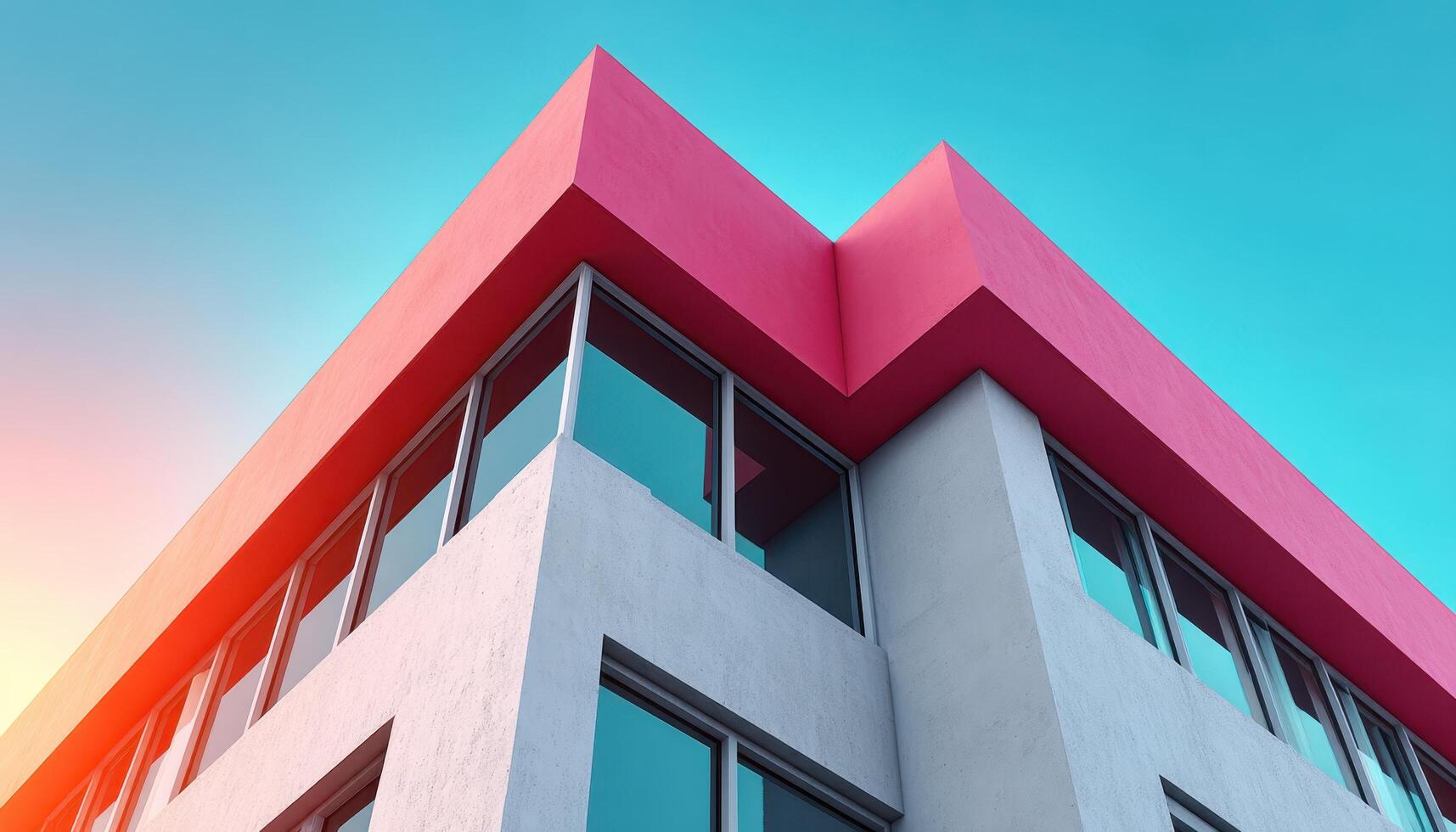 Modern Architectural Design Urban Setting Building Structure Vibrant Background Copyspace for Creativity photo