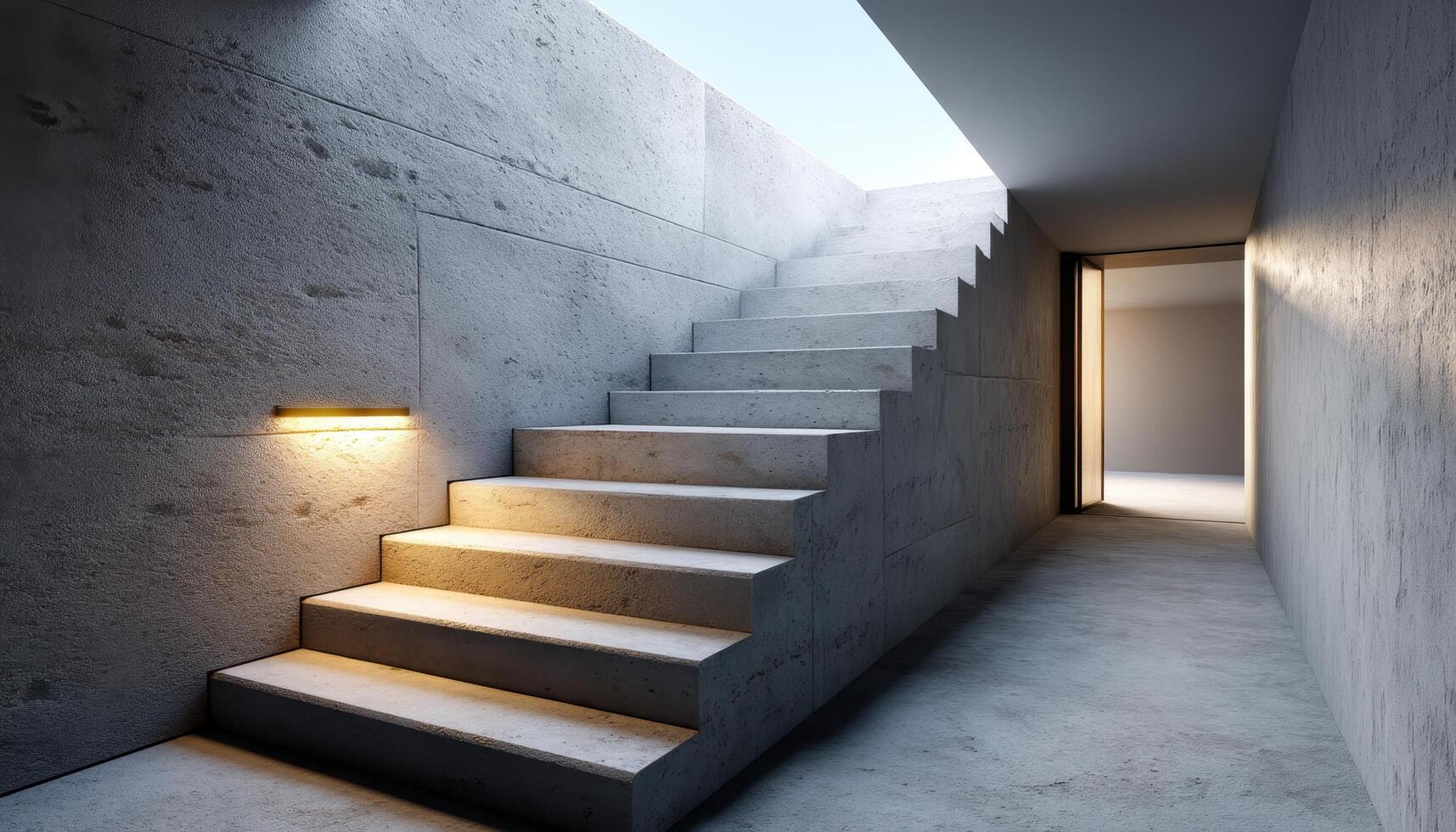 Modern Staircase Design in Minimalist Architecture Indoor Space Copyspace Background photo