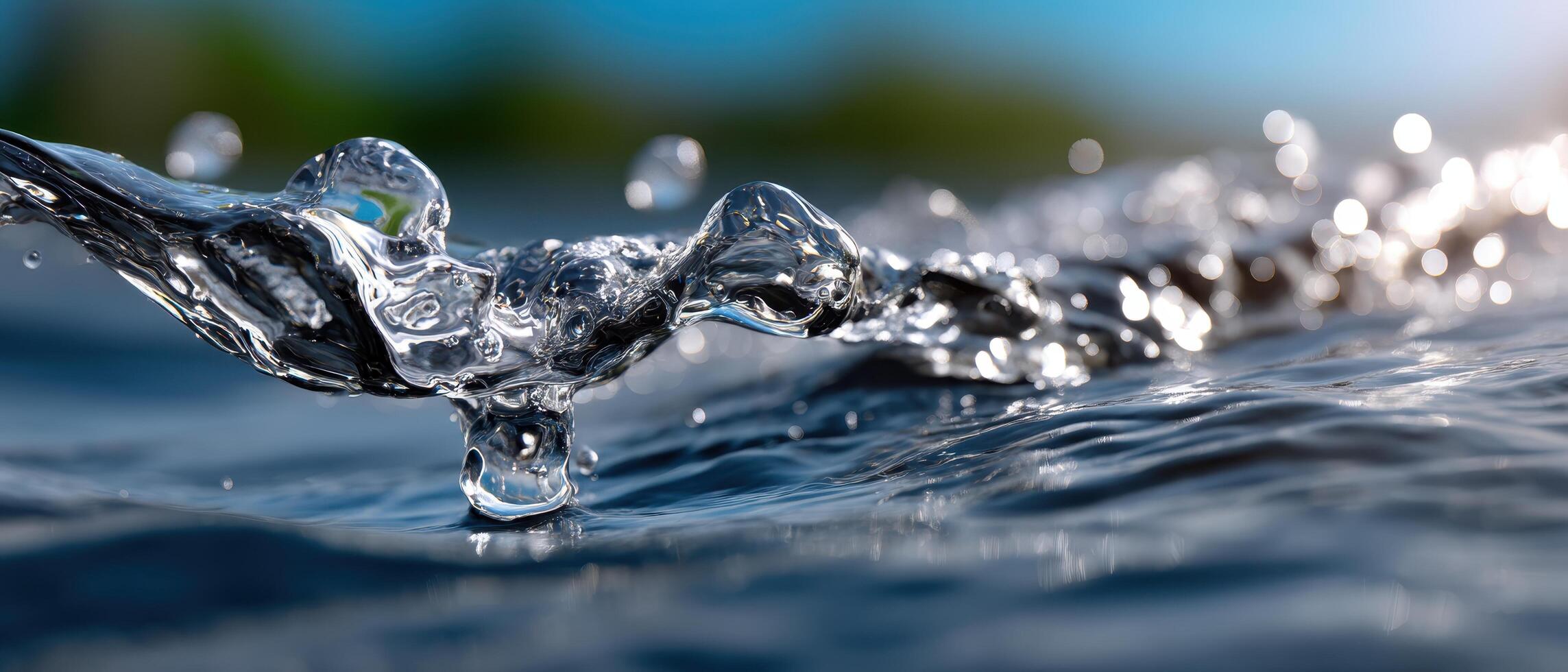 Cascading Water Flow Nature Background Detailed Capture with Copyspace Tranquil Environment photo