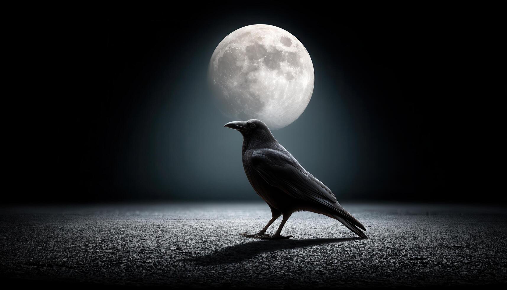 Crows Shadow at Night Enigmatic Moonlit Scene Low Resolution Dark Background Copyspace photo