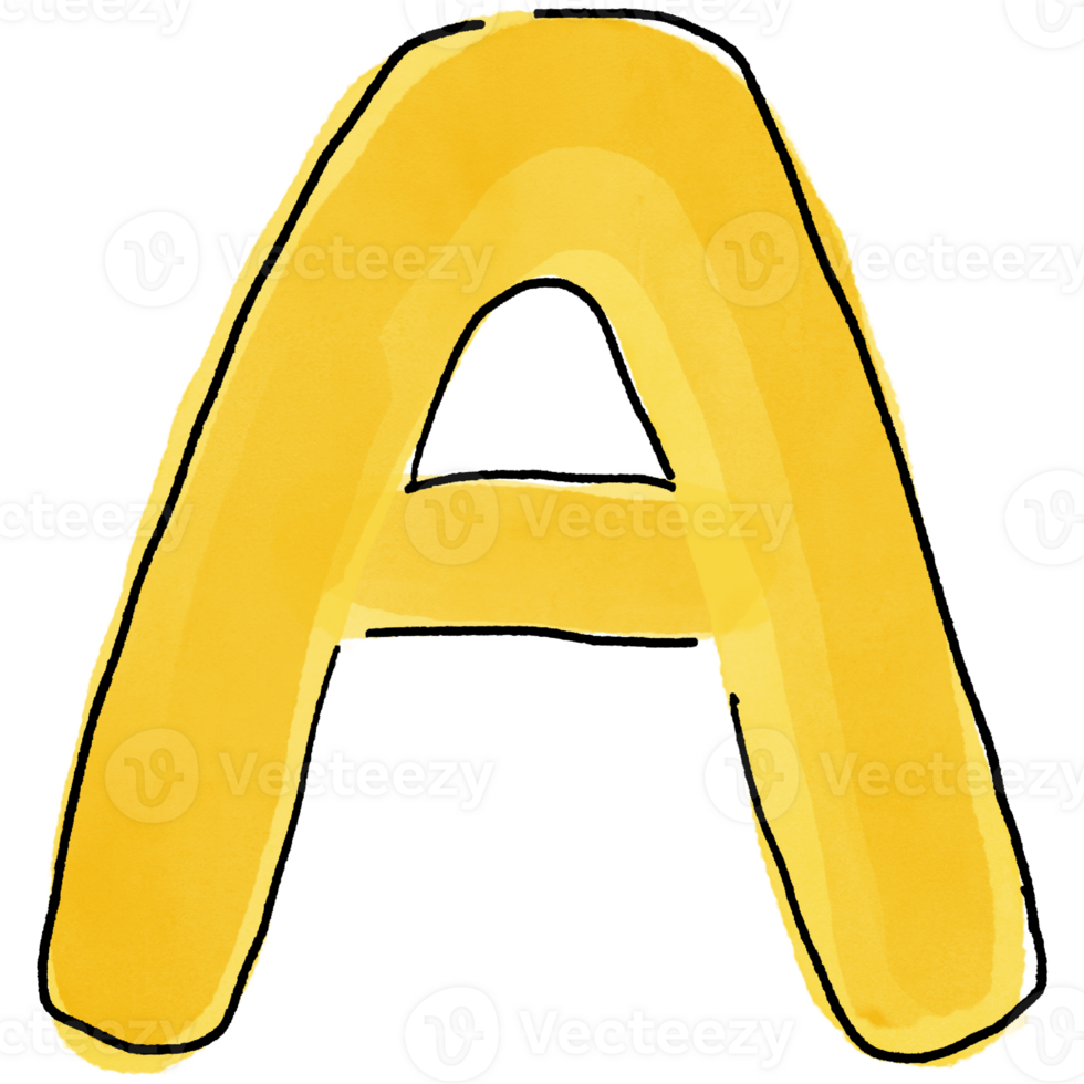 Watercolor Alphabet A Doodle for School and Learning Projects png