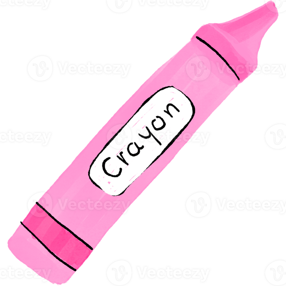 Pink Crayon Watercolor Illustration for Back to School Designs png