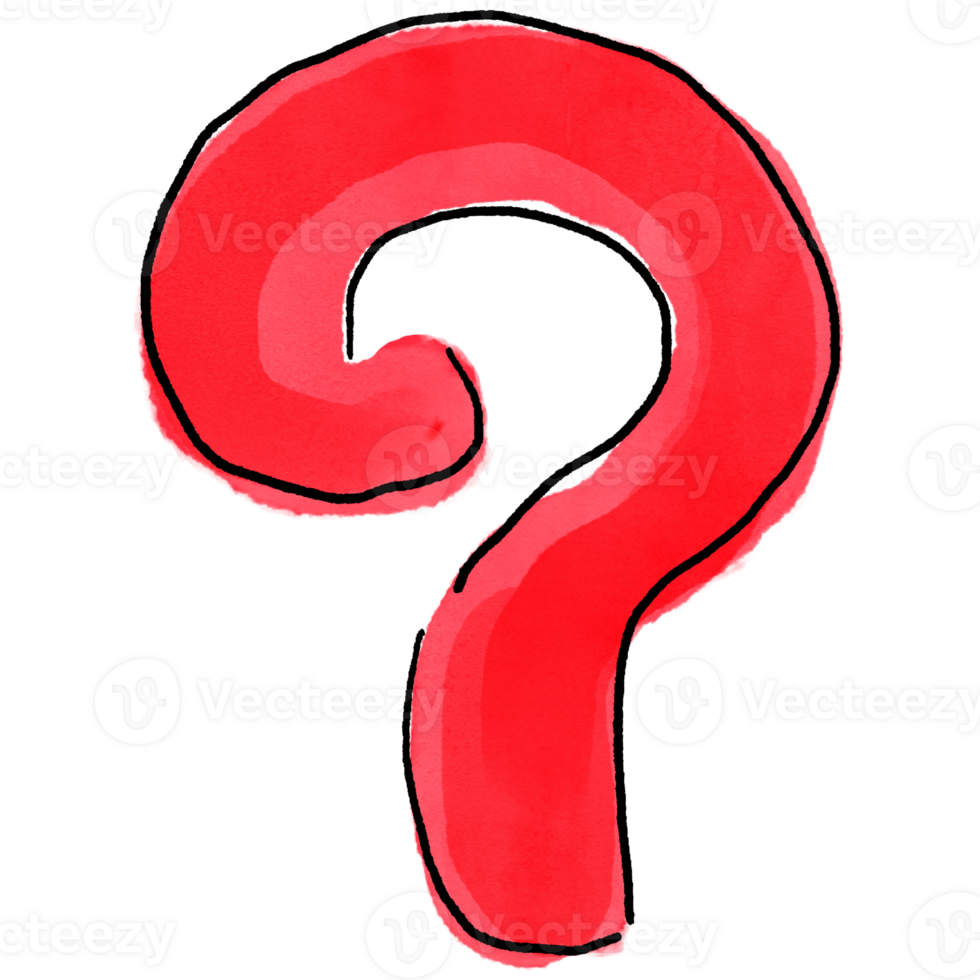Playful Question Watercolor Doodle for School Supplies png