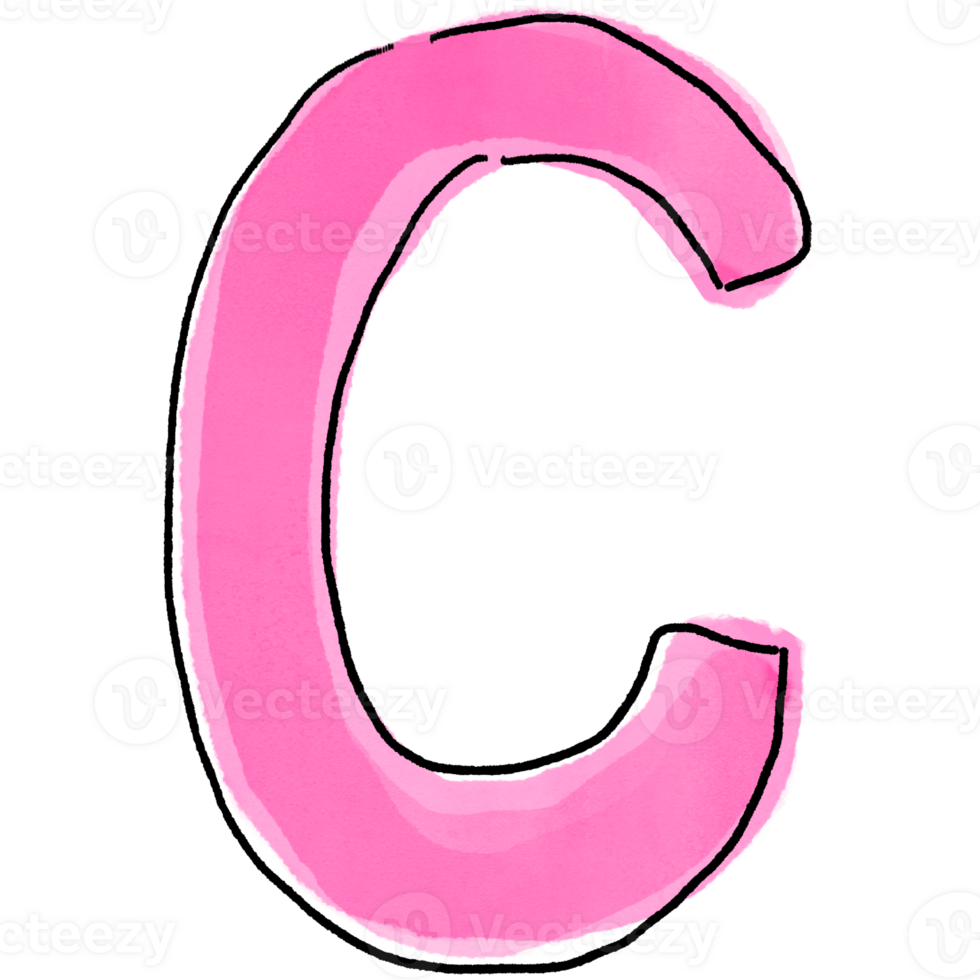 Watercolor C Alphabet Doodle for School and Learning Projects png