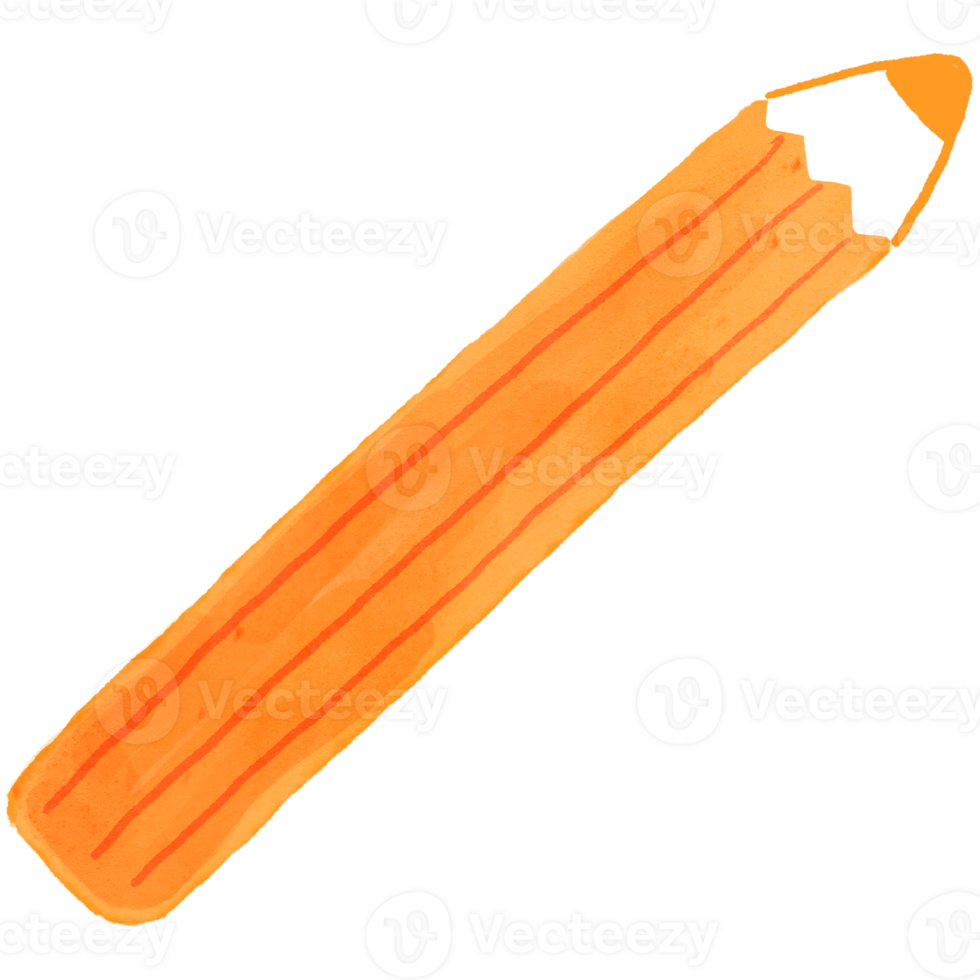 Orange Color Pencil Watercolor Clip Art for School Supplies png