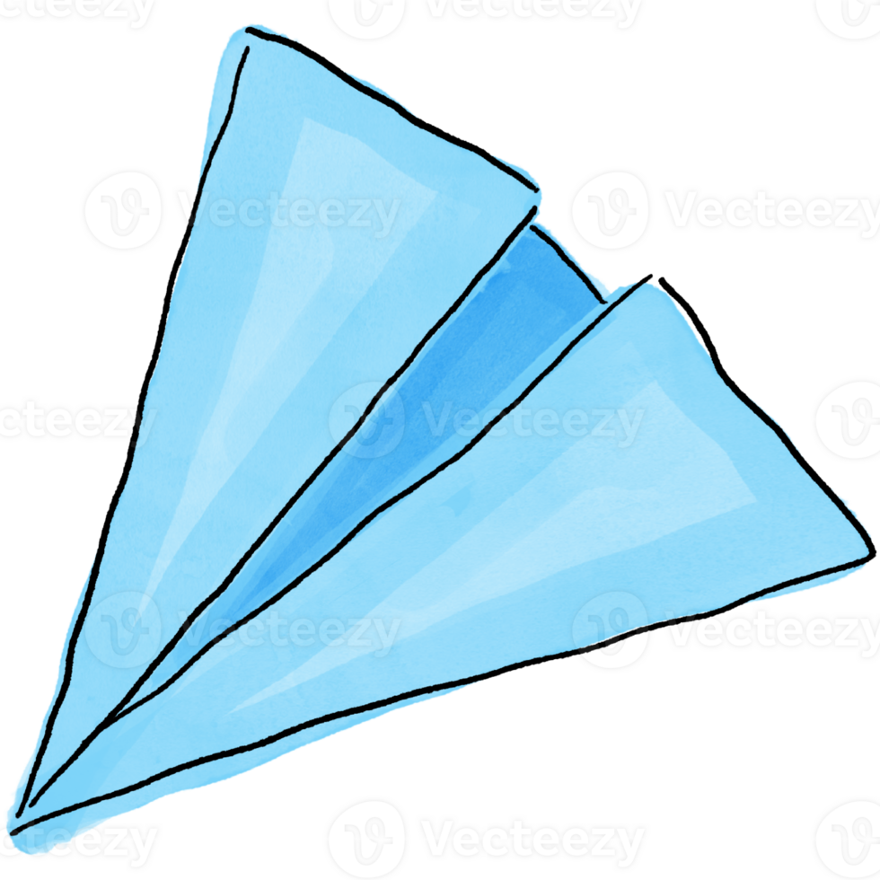 Paper Plane Watercolor Doodle for Back to School Designs png