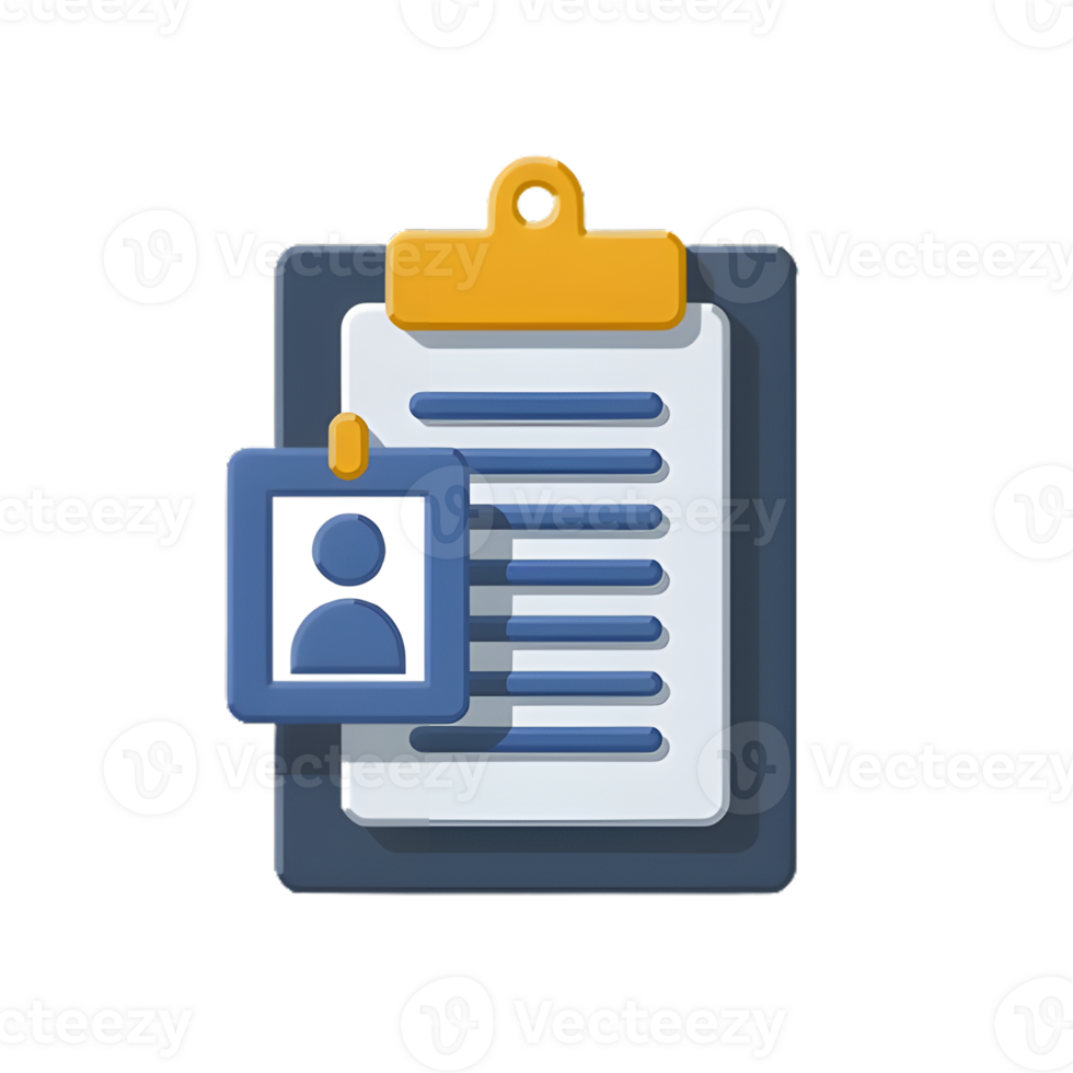 Modern clipboard icon with ID badge, representing employee records. png
