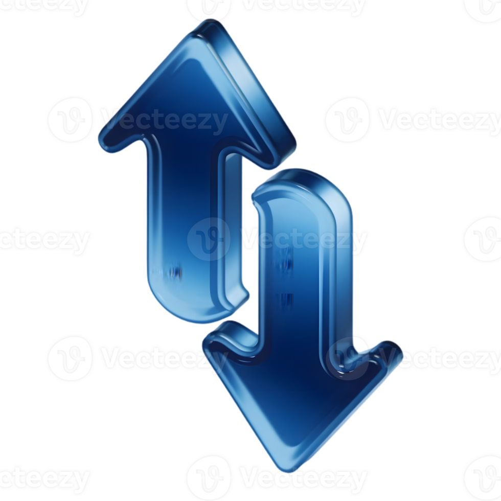 Up and Down Arrows, 3D Glossy Blue Icons png