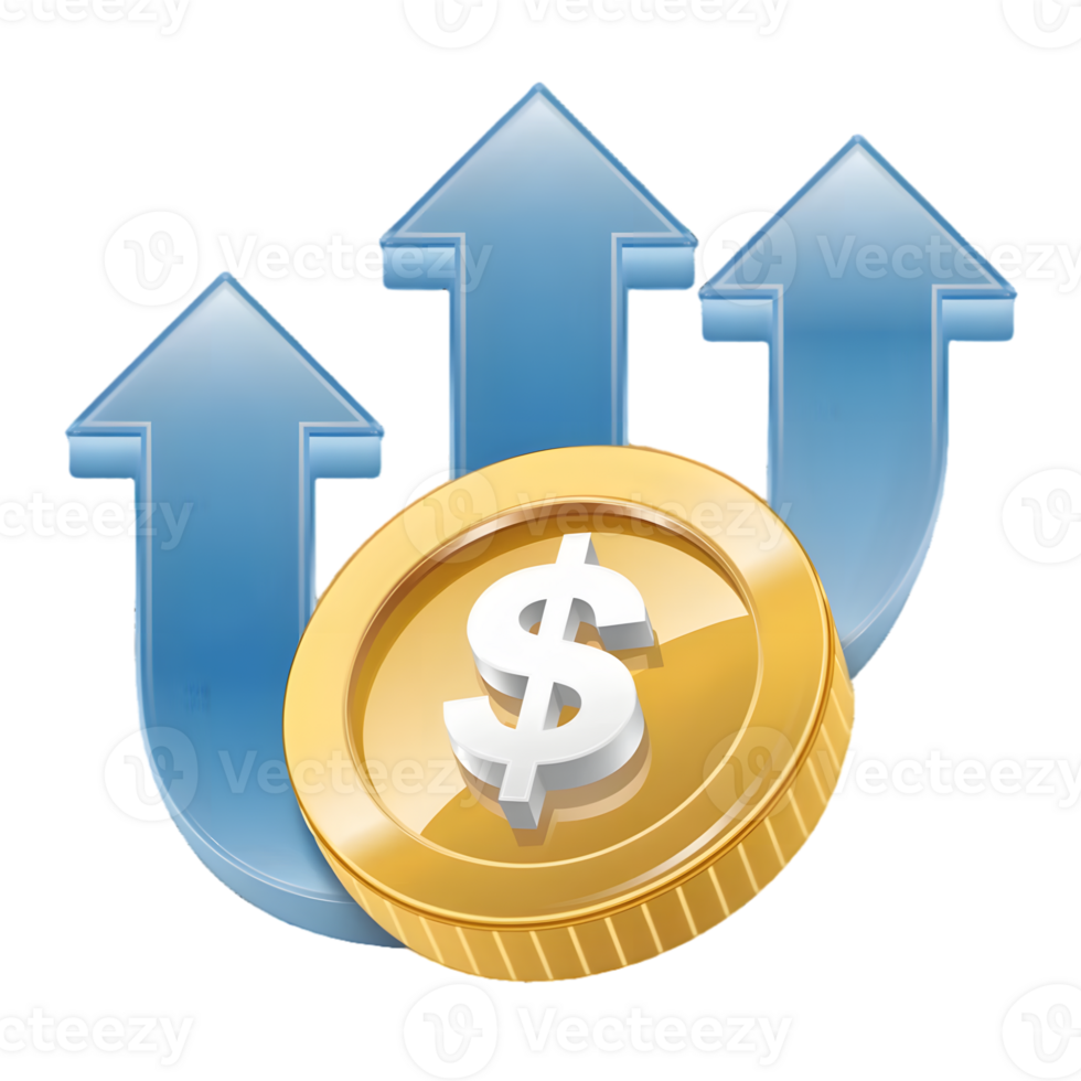 Upward Financial Growth Trend with Dollar Coin png