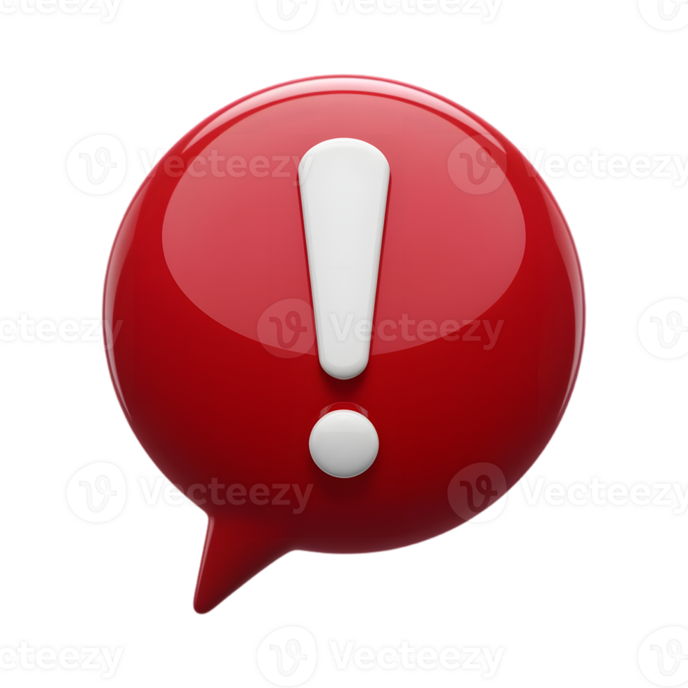 Red exclamation point in a speech bubble, a modern design element. png