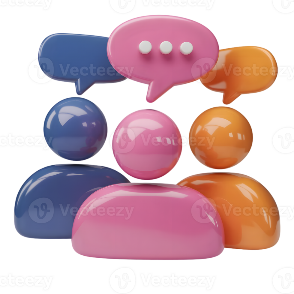 Colorful 3D Social Media Group Chat Icon png