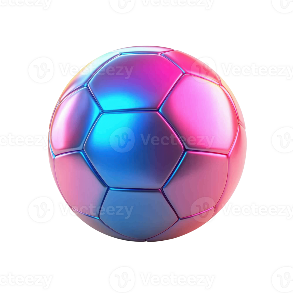 Colorful Soccer Ball with Abstract Light and Glossy Finish png