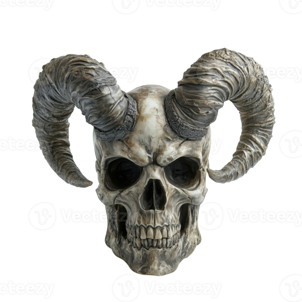 Detailed Horned Skull Sculpture for Dark Fantasy Decor Ideas png