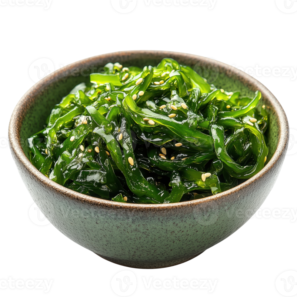 Fresh Seaweed Salad in a Decorative Bowl with Sesame Seeds png