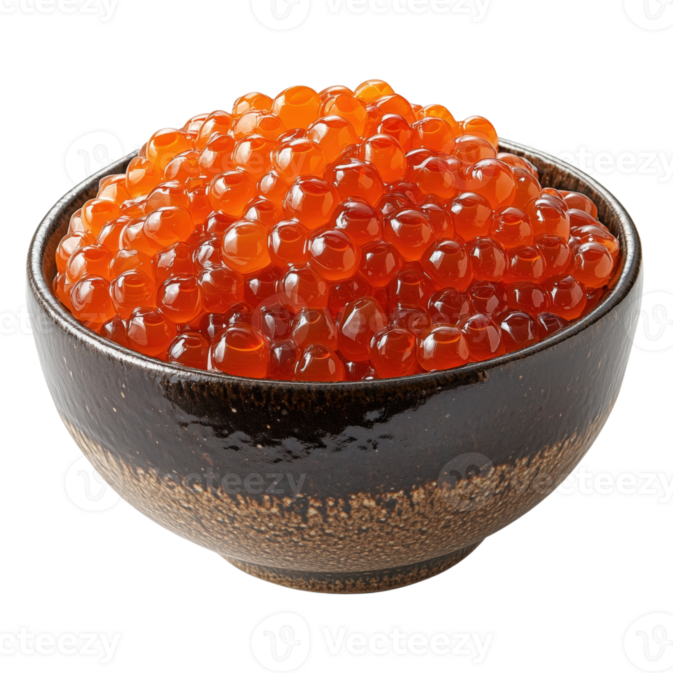 Colorful Salmon Roe in a Black Bowl png