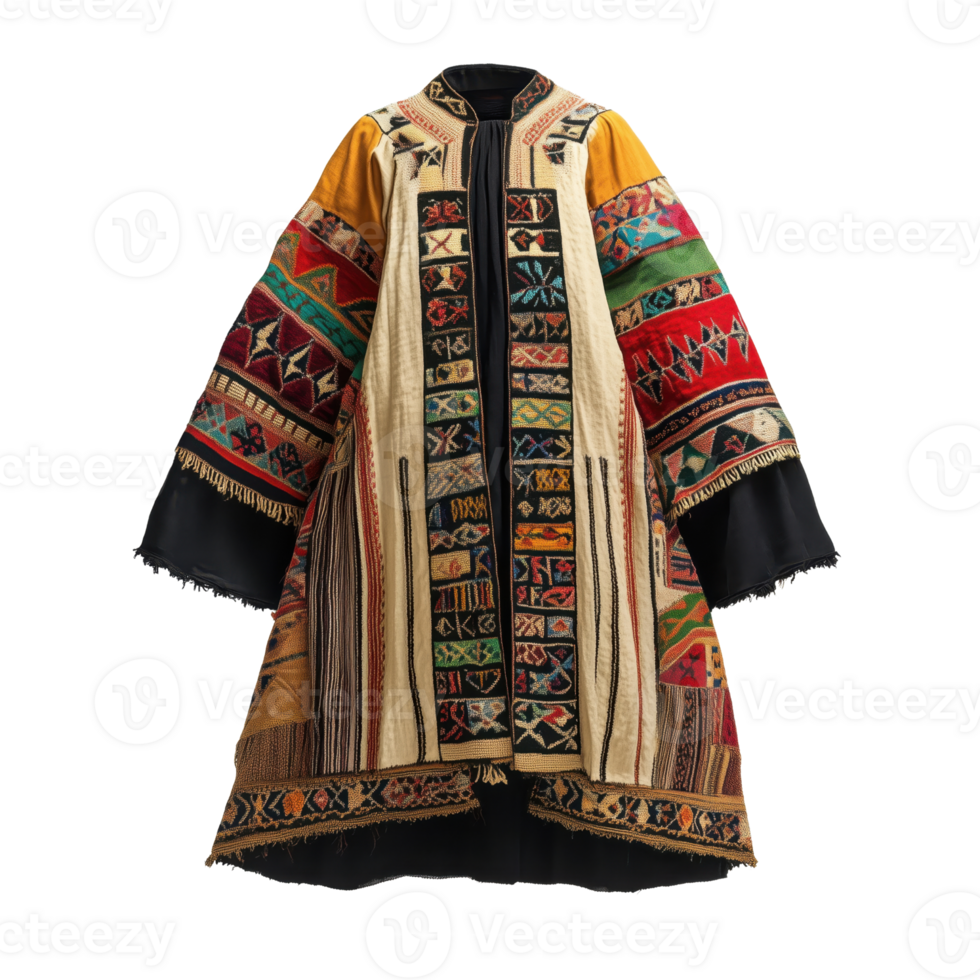 Traditional Colorful Garment with Intricate Patterns and Textures png