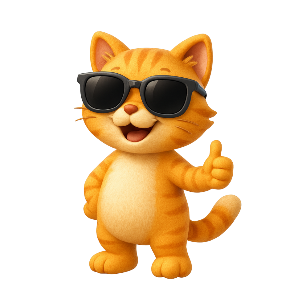 3d cute cat happy kitten character png
