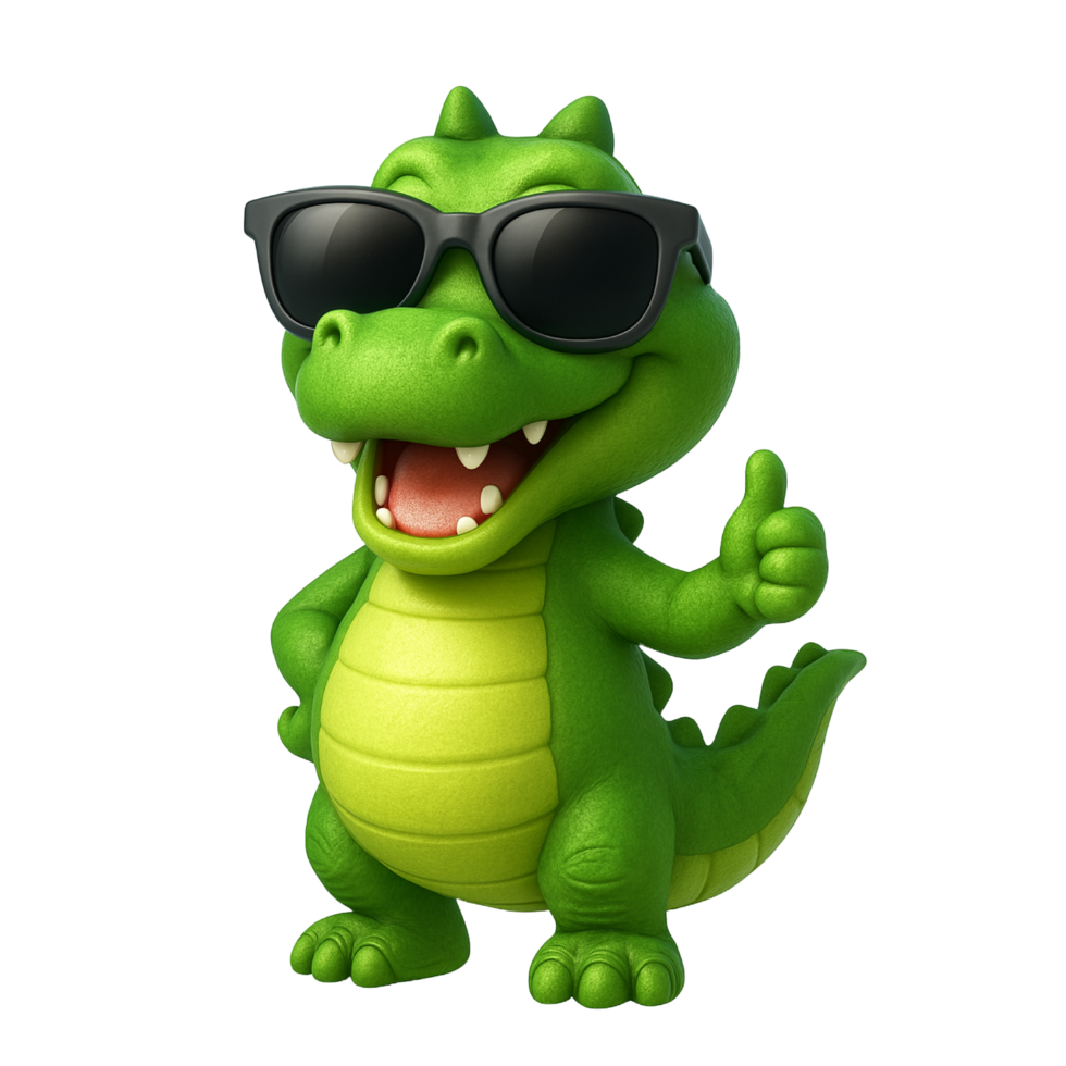 3d cute crocodile character png