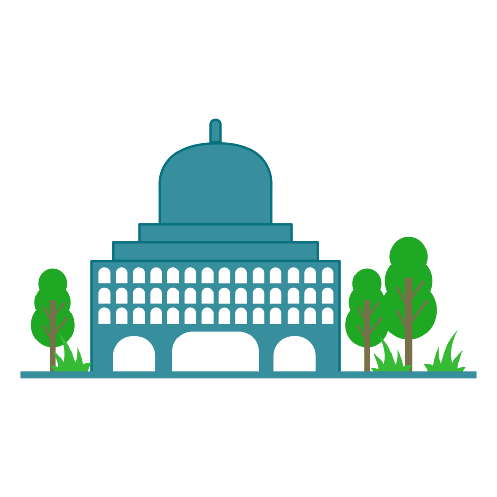 a building with a dome on top of it, with trees and grass png