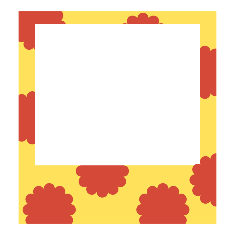 a yellow and red frame with flowers on it png