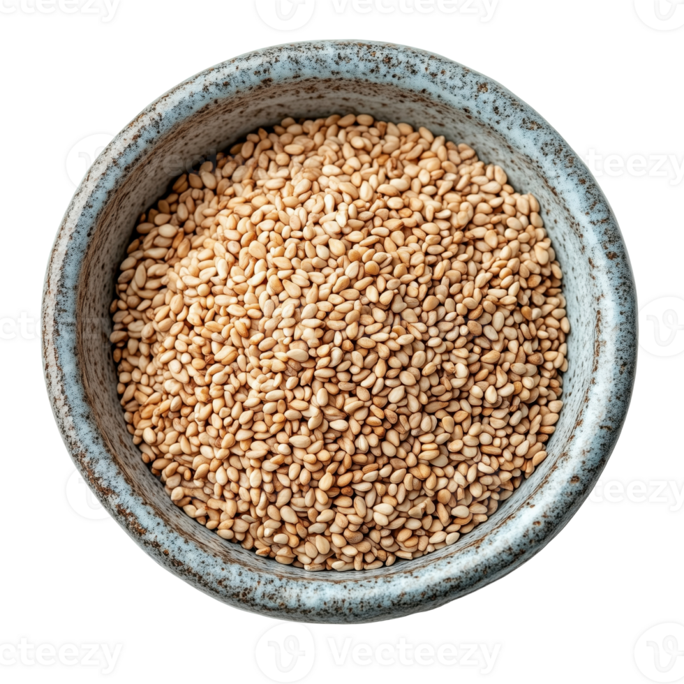 Raw Sesame Seeds in a Decorative Bowl png