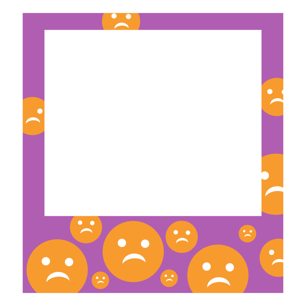 a purple frame with orange emoticons on it png