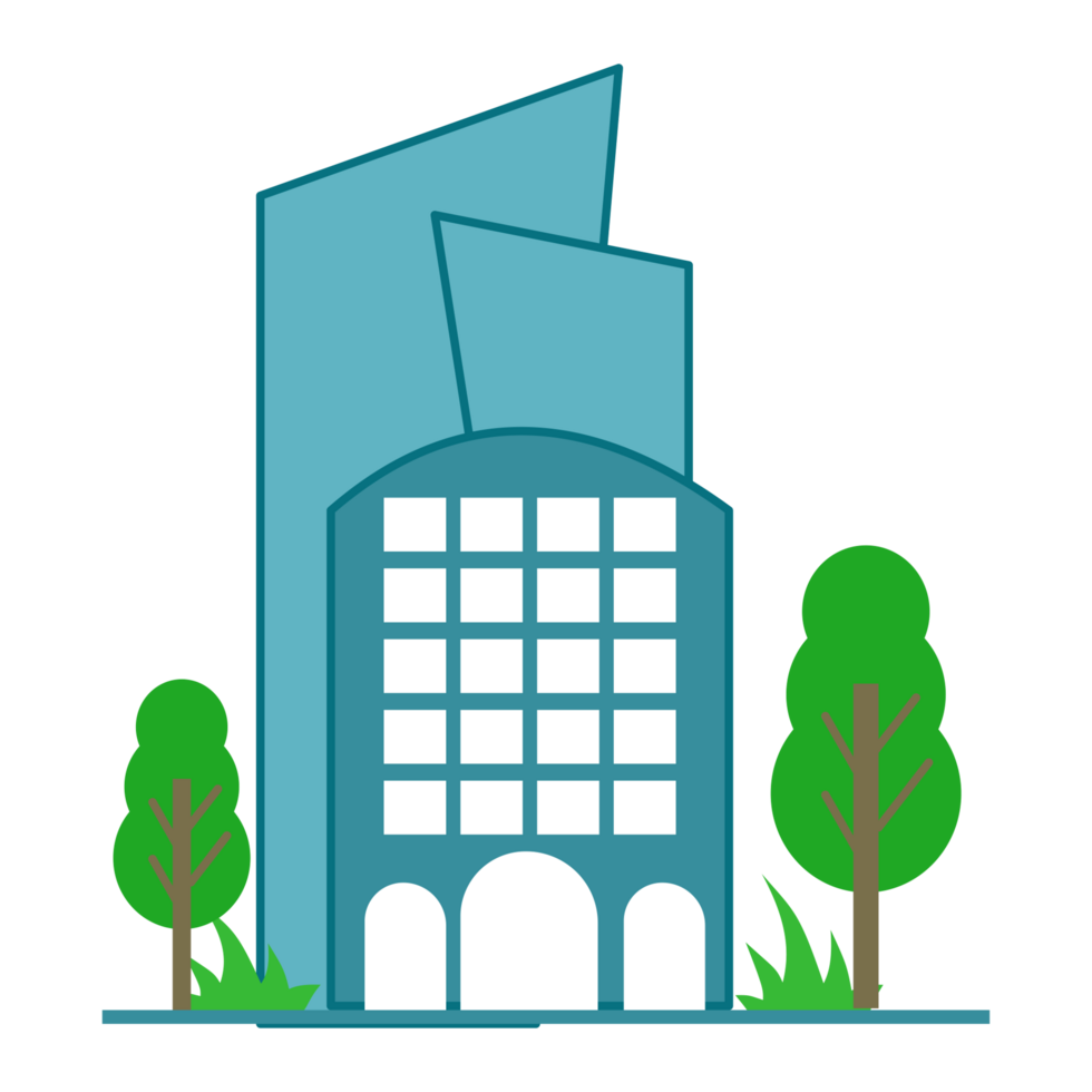 city building icon, flat style, green trees, buildings, trees, buildings, city, city png