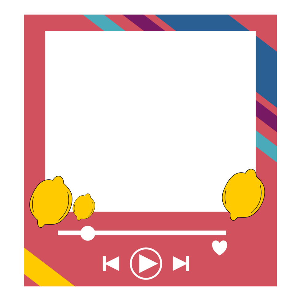 a photo frame with lemons and a play button png