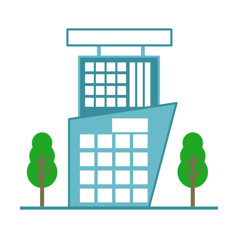 building icon, flat style, isolated on transparent background png