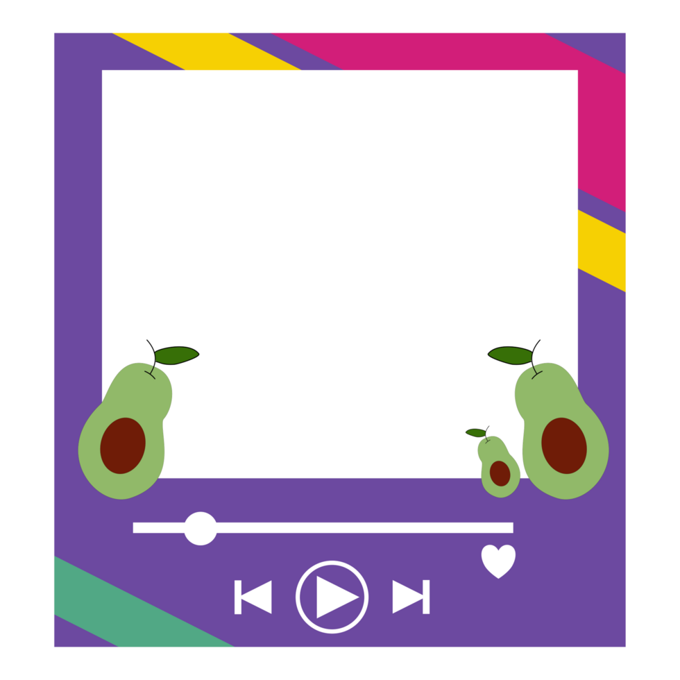 avocado frame with a play button and two avocados png