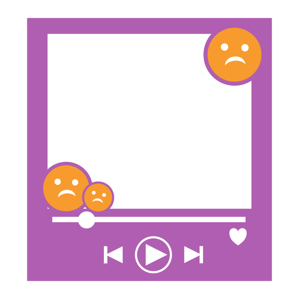 a purple frame with two emoticons on it png