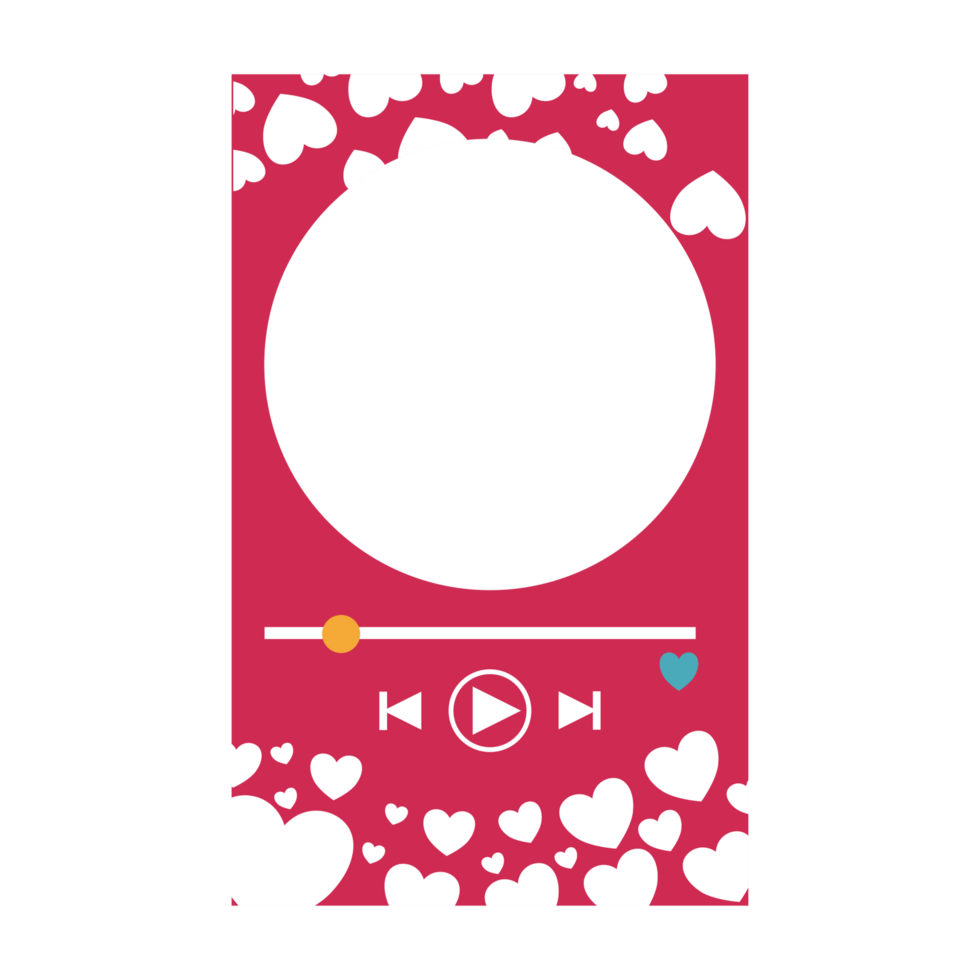 a red and white heart shaped object with a play button png