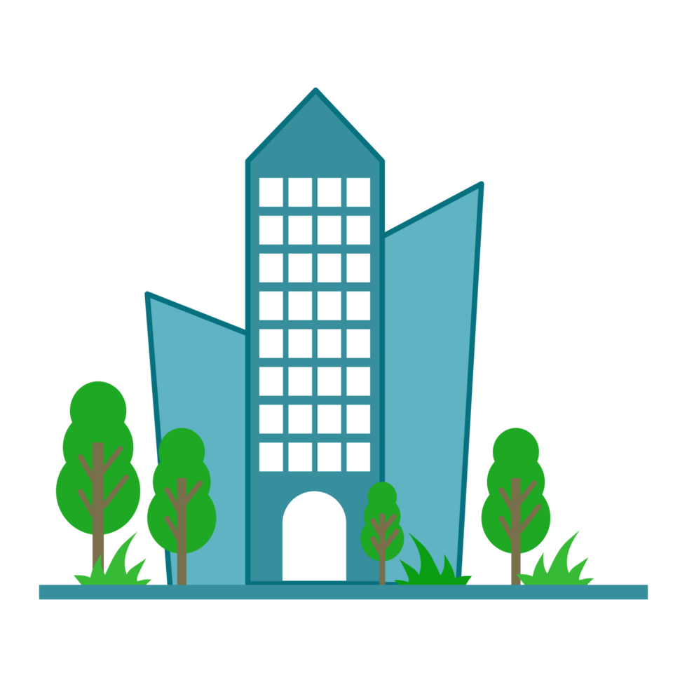 royal city building icon, flat style, green trees and buildings png