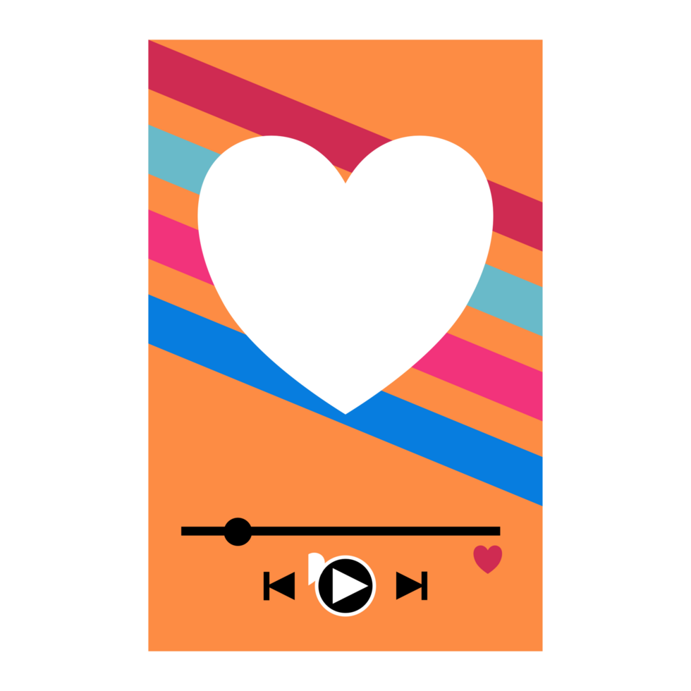 a heart shaped music player with a colorful background png