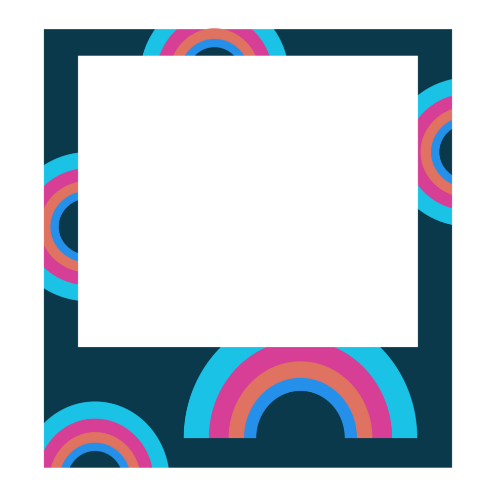 a square frame with a rainbow and a rainbow on it png