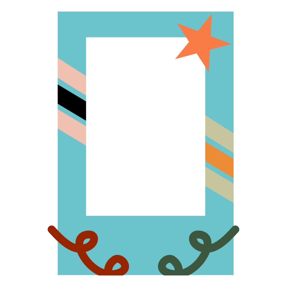 a square frame with a star and ribbon on it png