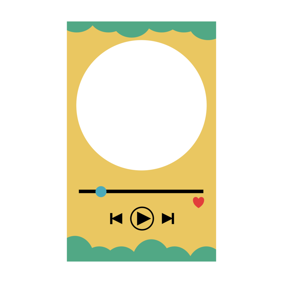 a yellow and green music player with a round button png