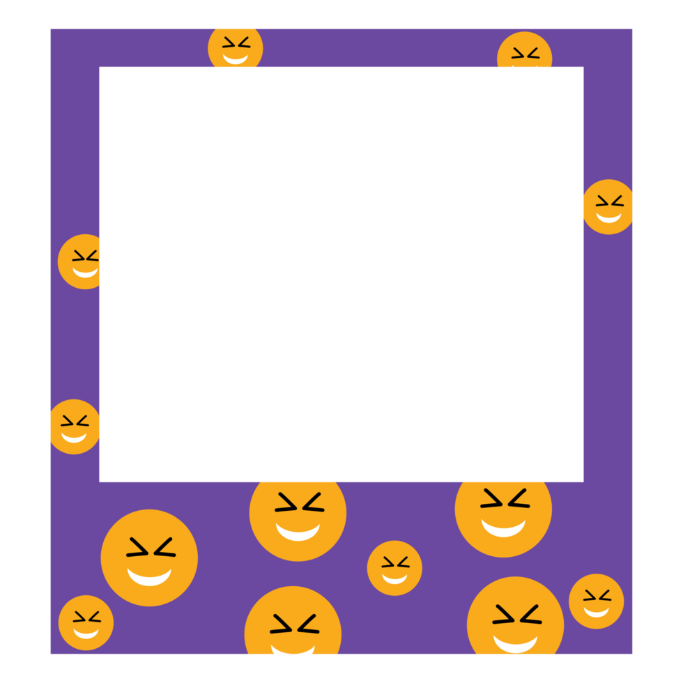 a purple frame with yellow smiley faces on it png