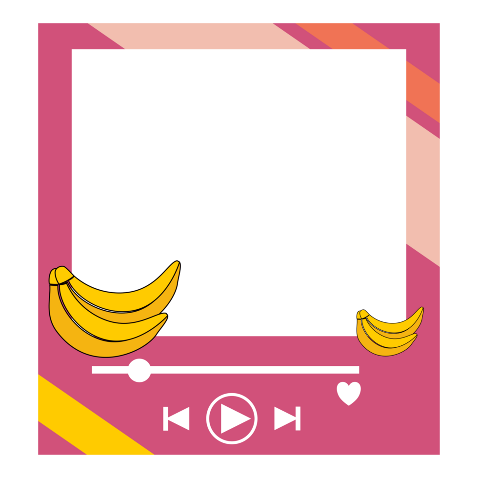 bananas in a frame with a play button png