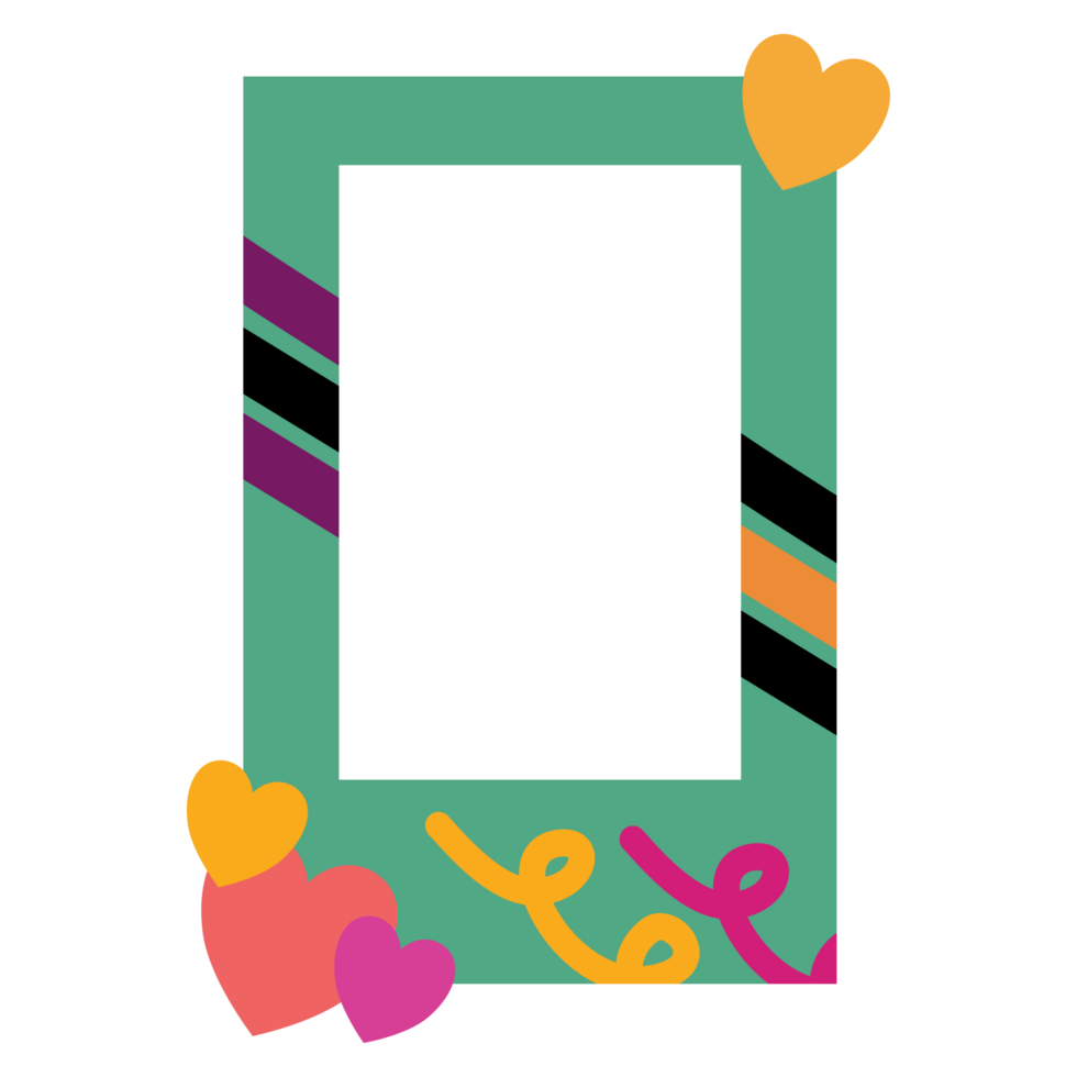 a square frame with hearts and a ribbon png