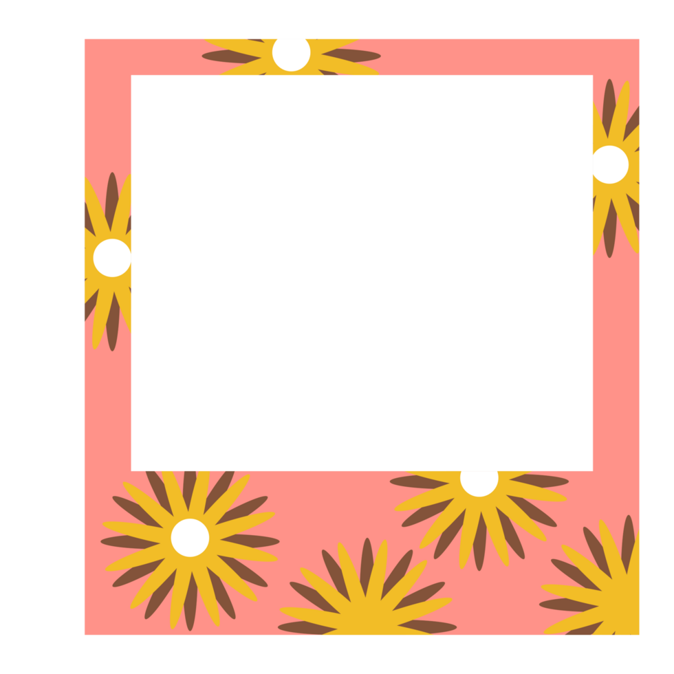 a square frame with yellow and pink flowers on it png