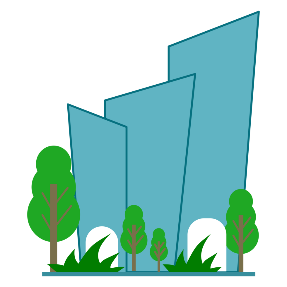 city skyline with trees and buildings png