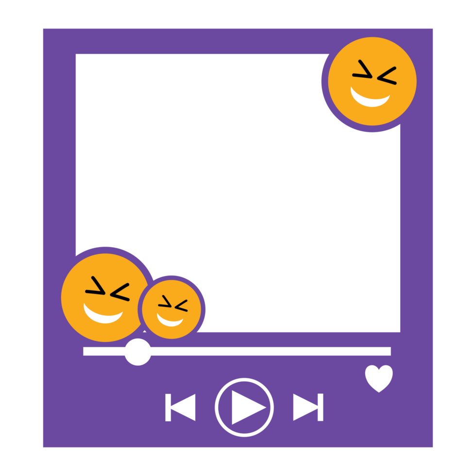 a purple frame with two emoticions on it png