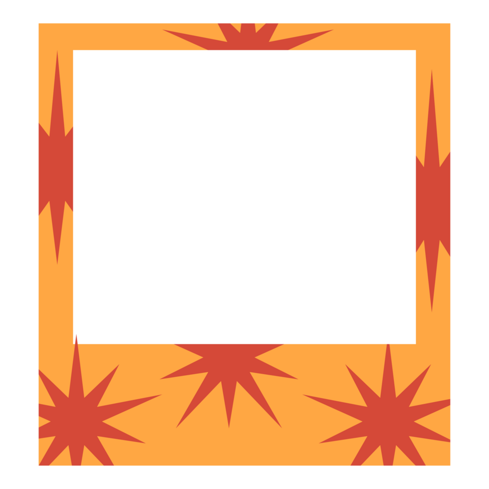 an orange and red starburst frame with a transparent background png
