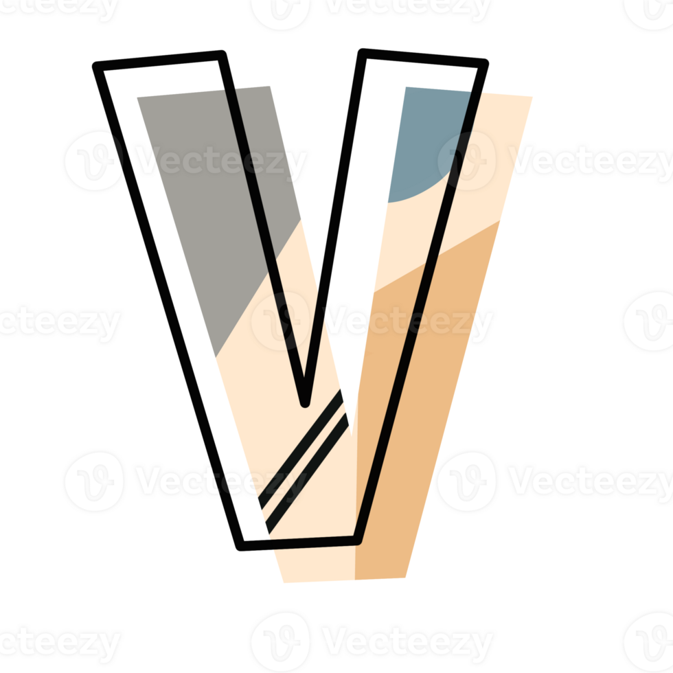 Abstract geometric letter V png