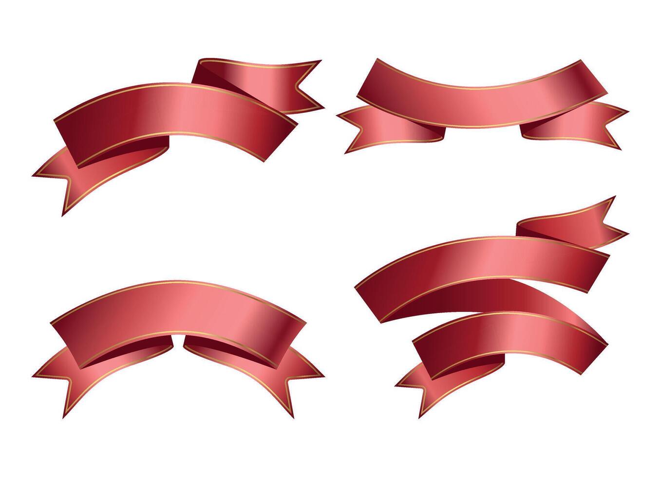Red award ribbons, luxury labels, badge premium quality certificate ribbons. Collections Empty Red Ribbons, Label Design for text. Set of Red Ribbons, Tags isolated on white background. Eps 10 vector