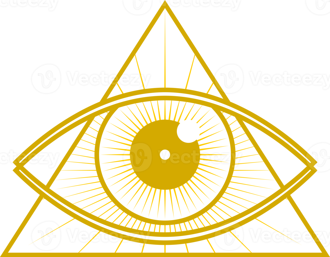 Yellow eye of Providence , All seeing eye of god in triangle mysterious magic icon png